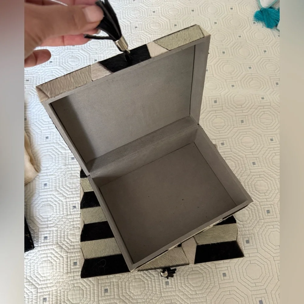 Cow skin covered Geometric Black and White Storage or jewelry Boxes
